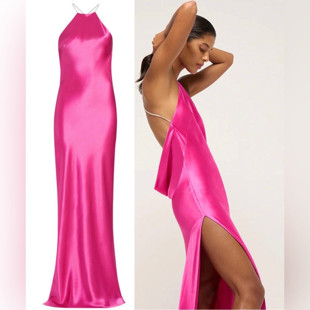 Michael Lo Sordo Charlie Bias Crystaline Halter Dress